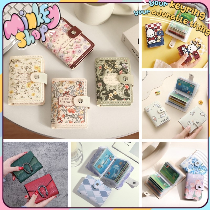 Ví Đựng Thẻ Nữ Hơn 12 Ngăn Nút Cài -Ví Bằng Da Để Thẻ Tiền CCCD Phong Cách Hàn Quốc Nhọ Gọn Dễ Thương  -Minkey Shop