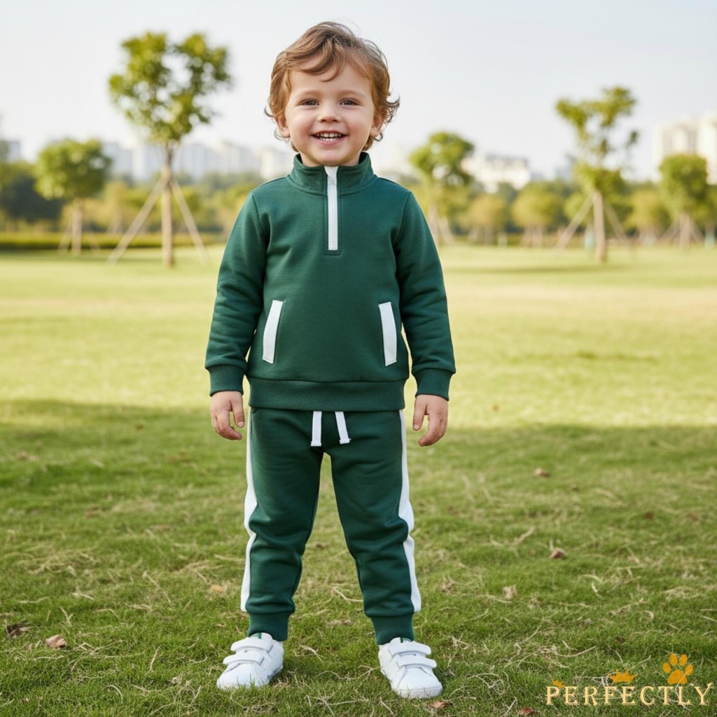 Hoàn Hảo-1-5 Tuổi Bé Trai 2 Bộ Trang Phục Tương Phản Viền Nửa Kéo Dài Tay Áo Và Quần Jogger