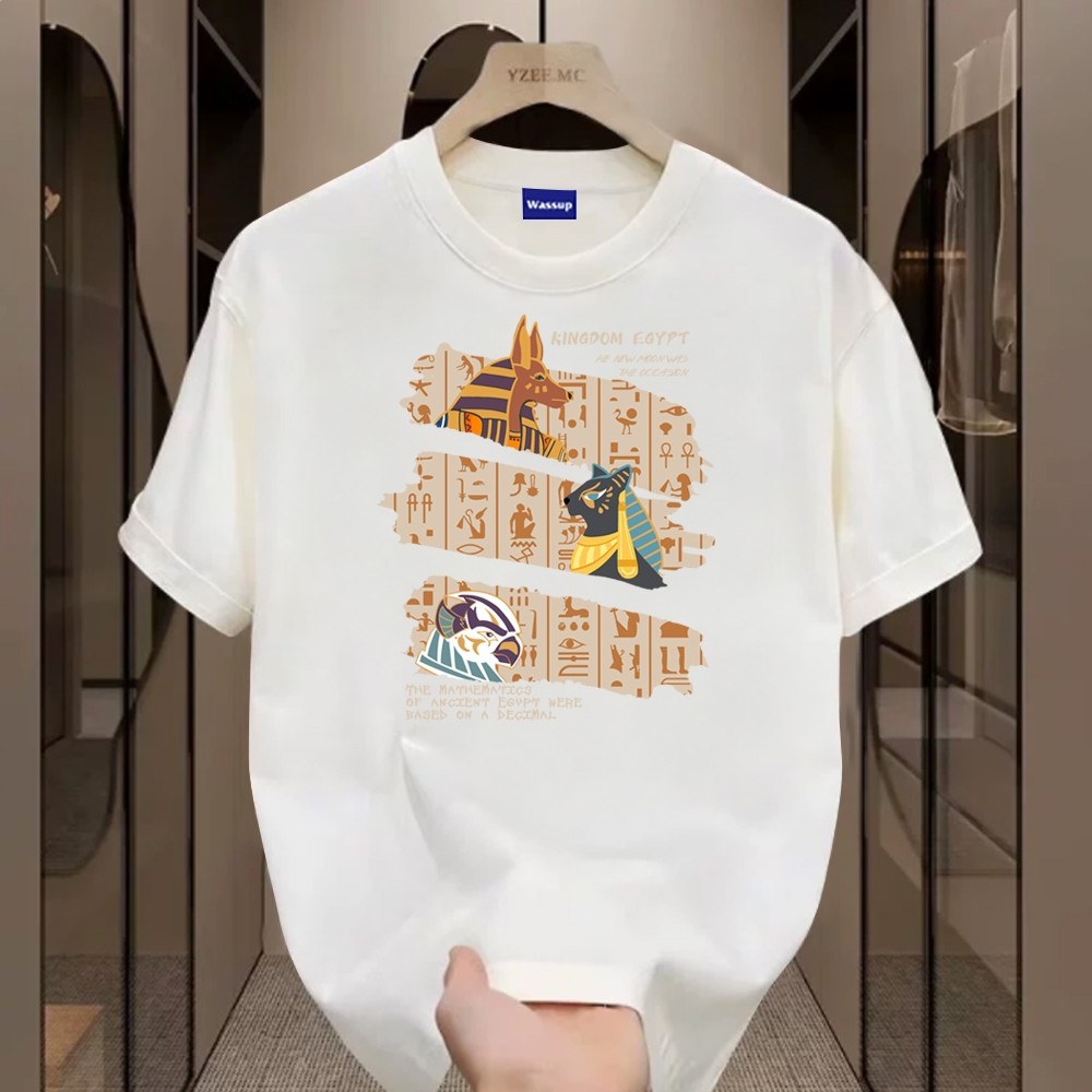 ✨Hàng có sẵn✨WASSUP Retro Mural Painting-Áo thun nam mới 100% cotton, thời trang, Unisex