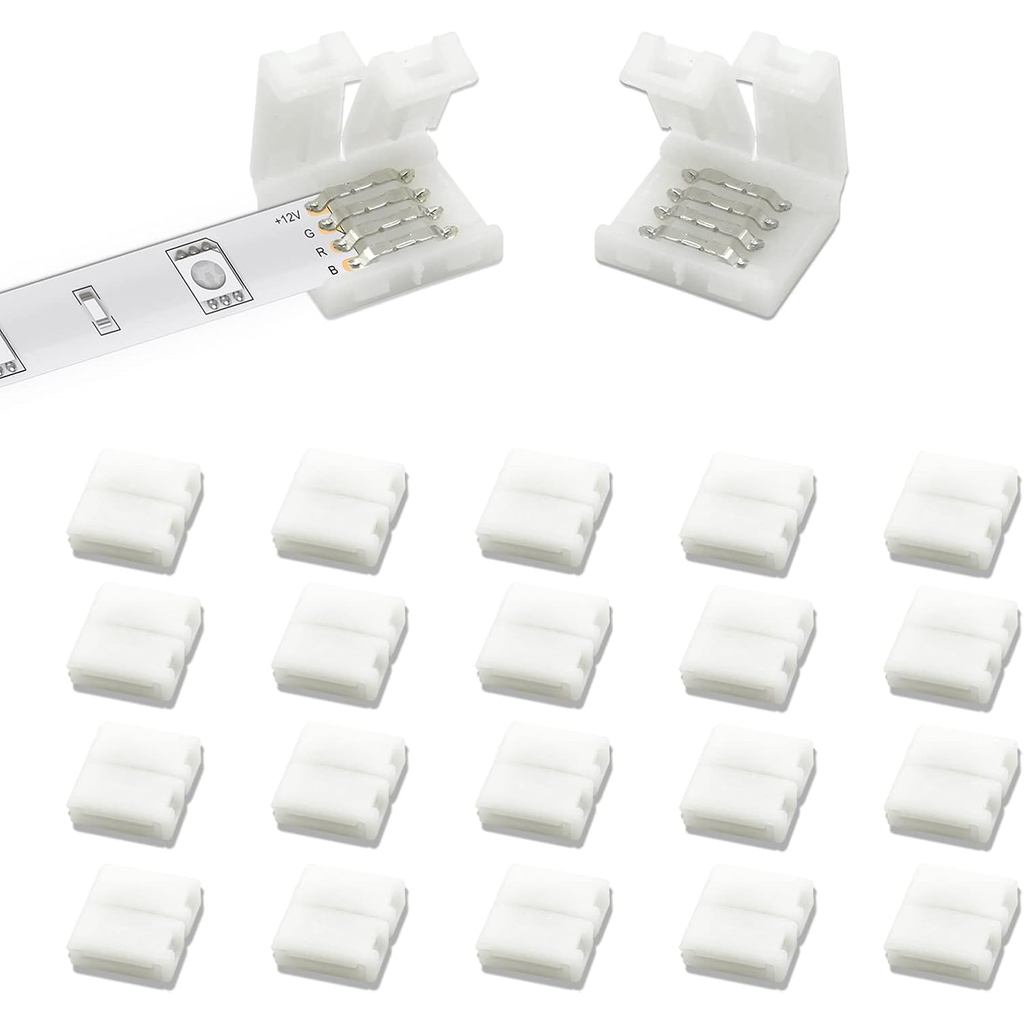 DAYBETTER 20 Chiếc Đầu Nối Đèn Led 4 Pin, Đầu Nối Led Rộng 10 Mm Không Dây Khe Cắm Bộ Chuyển Đổi Khô
