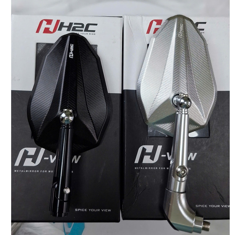Kính-Gương chiếu hậu H2 Mẫu H-view V2 Nhôm cnc Kính trắng xịn (đạt tiêu chuẩn 168) kèm chân nối 4cm