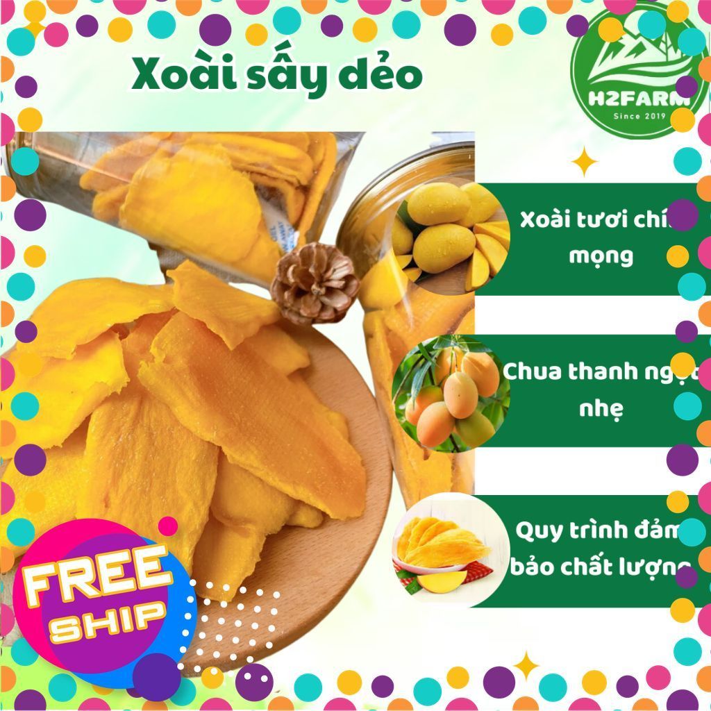 Xoài Sấy Dẻo - H2farm - Chua chua - Ngọt Nhẹ- Snack Food, Ăn Vặt Chua - Đặc sản Đà lạt nhà H2farm
