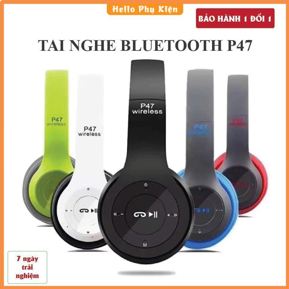 Tai Nghe Chụp Tai Bluetooth P47, Tai Không Dây Thẻ Nhớ, Nghe Nhạc Cực Hay, Có Mic, Âm Bass Cực Chất 