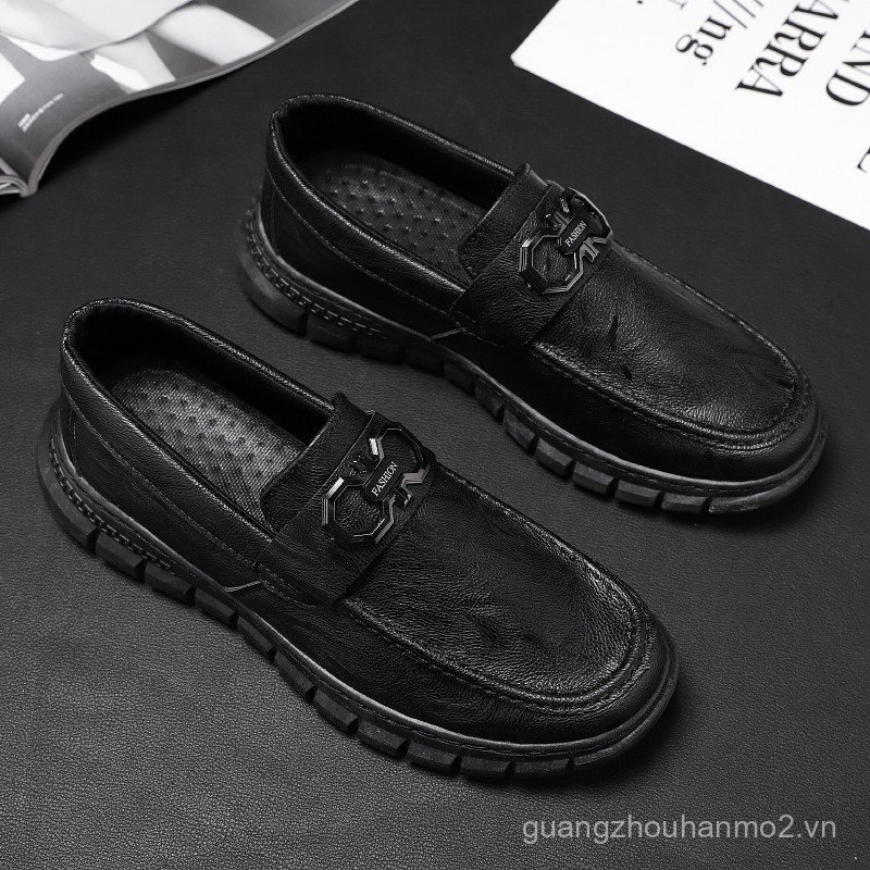 Mới Giày Da Nam Giày Lười Đậu Hà Lan Giày Đầu Bếp Đen Nhà Bếp Chống Trơn Trượt Giày Làm Việc Hợp Thờ