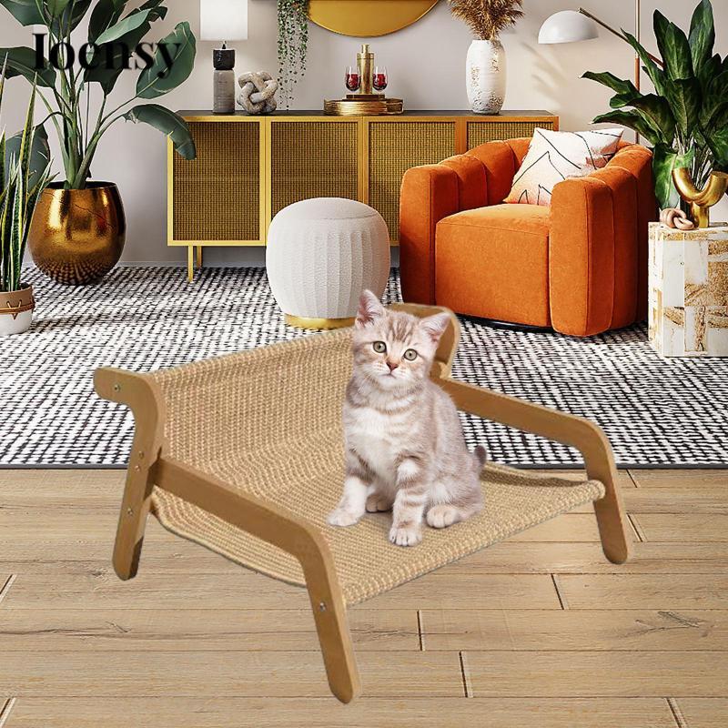 Ioensy Cat Scratcher Lounge Bed Trong nhà Lounger Đồ nội thất thú cưng chắc chắn Tấm lót trầy xước