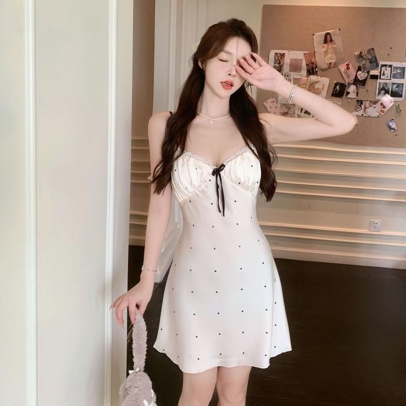 M112 Váy Ngủ Lụa Đính Nơ QC Cao Cấp