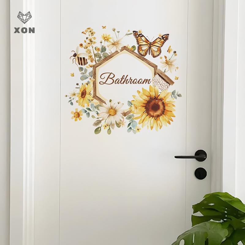 [XON] Tiếng Anh Slogan Giấy Dán Tường Bướm Hướng Dương Cửa Phòng Ngủ Nhà Nền Trang Trí Dán Tường [Mi