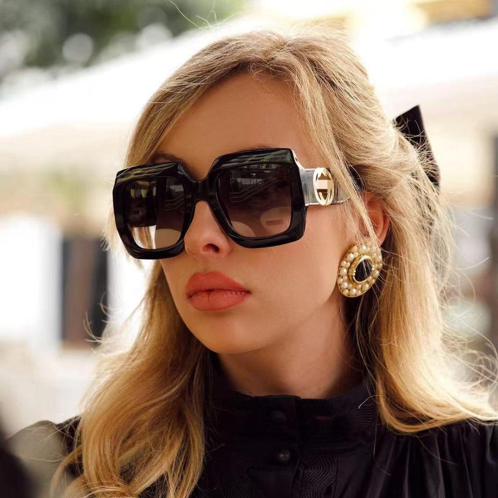 2025G Home Châu Âu Tấm Phong Cách Mỹ Vuông Lớn Retro Kính Mát Cổ Điển GG1022