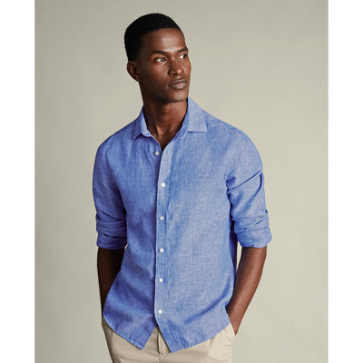 CHARLES TYRWHITT - Áo sơ mi nam cổ bẻ tay dài Pure Linen_CSH0015-COB