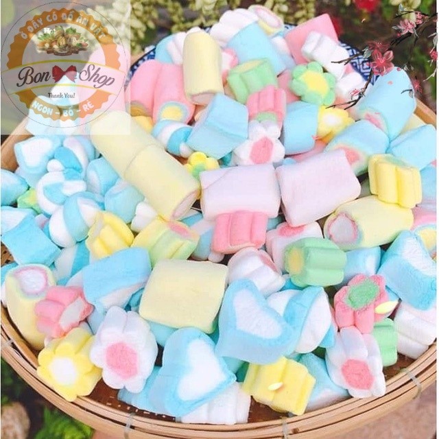 1kg Kẹo Bông Gòn Marshmallow, Kẹo Xốp Bông Sữa MIX Vị ,
