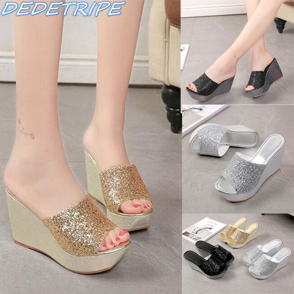 Dép đế nêm đính cườm phiên bản Hàn Quốc PB3 Dép nữ