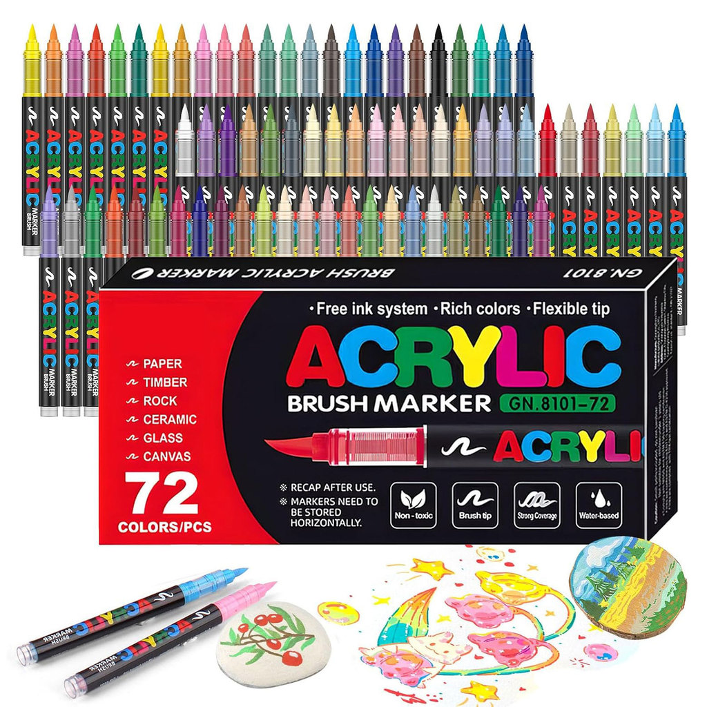 Bộ Bút Acrylic 24-72 Màu - Bút Lông Dạ Vẽ Acrylic Không Thấm Nước - Chính Hãng