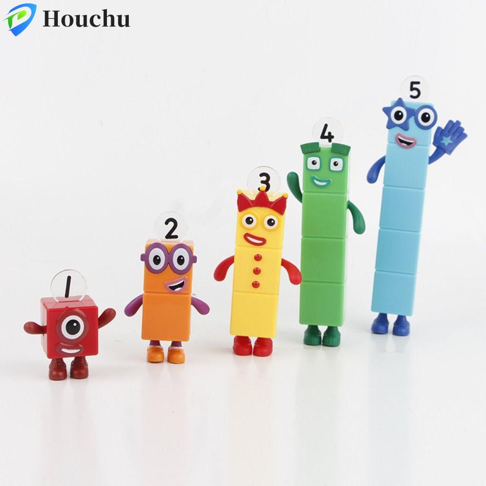 HOUCHU 5 Cái / bộ Numberblocks Nhân Vật Hành Động, Người Vuông Nhỏ Số Thủ Công Trò Chơi Gạch Đồ Chơi