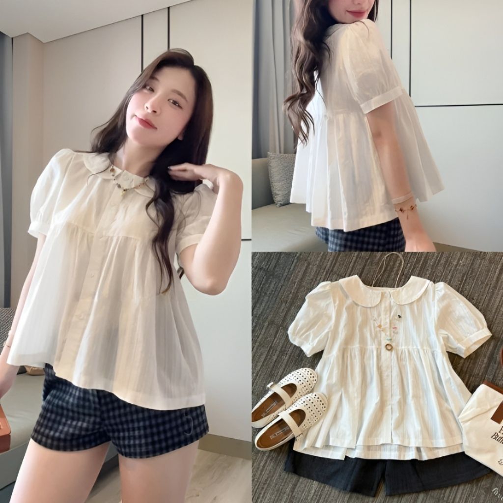 (ẢNH OLDSCHOOL) Áo babydoll cổ sen tay chuông MA600
