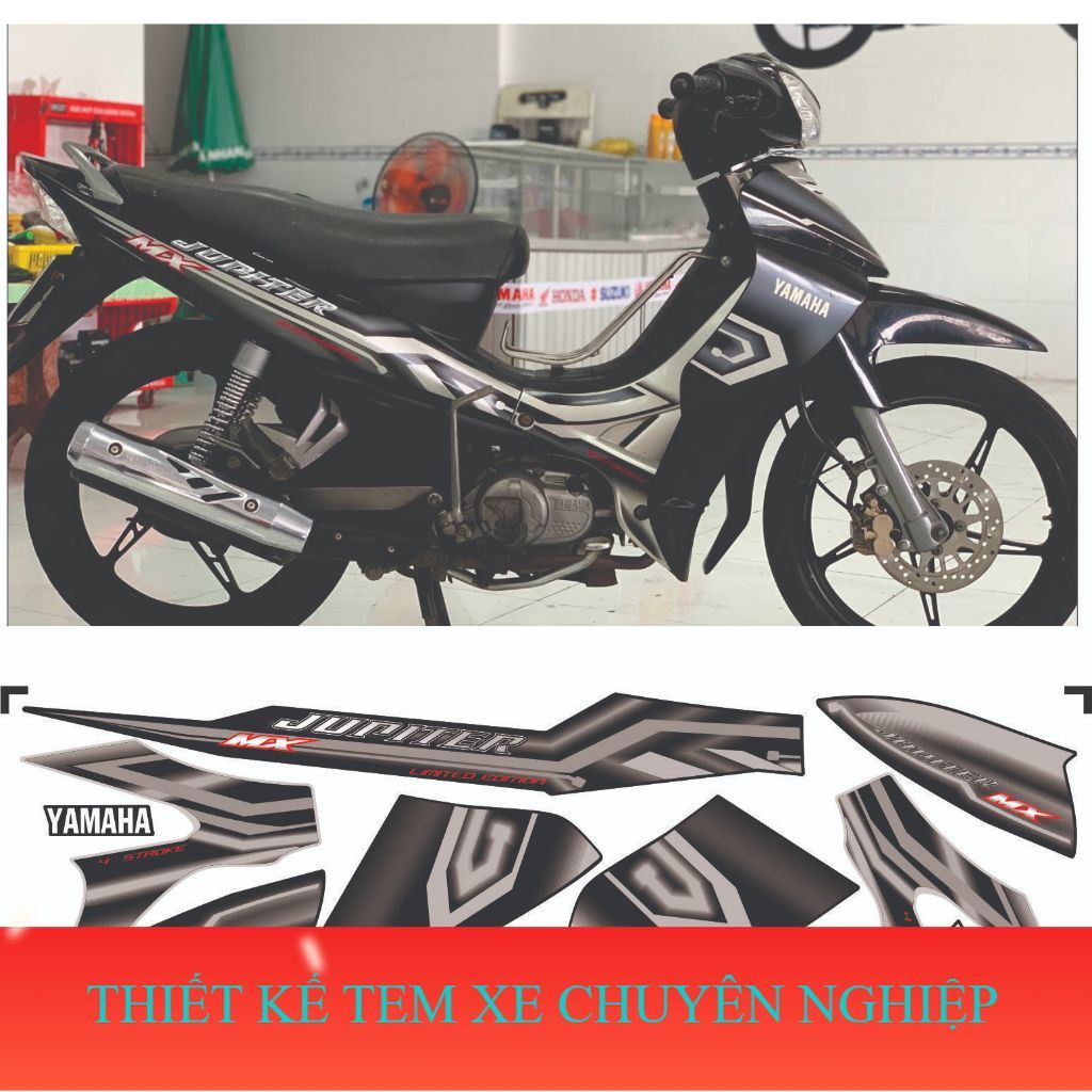Tem dán xe JUPITER Mx . Mẫu tem Mx 3 lớp bóng cao cấp không bay màu vip