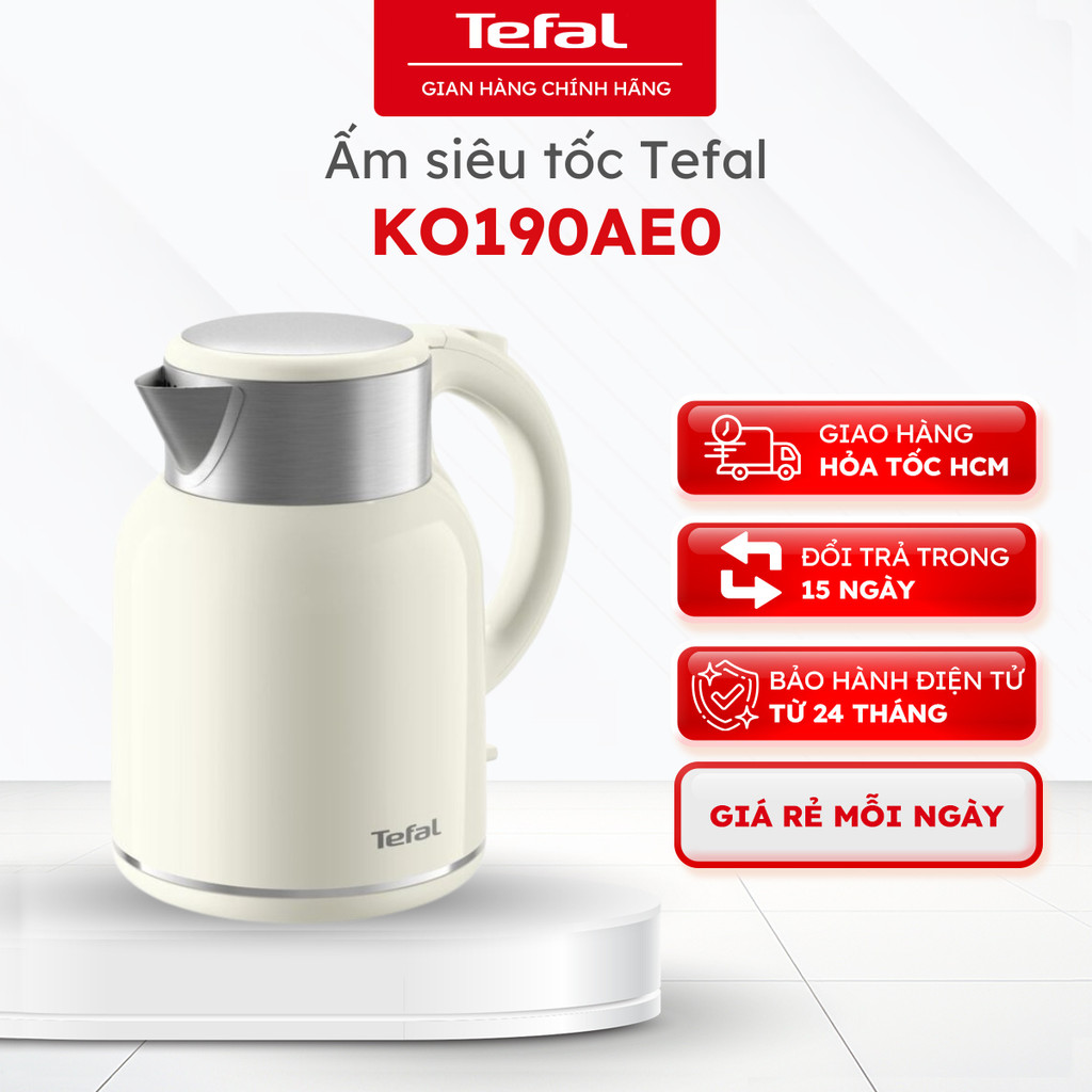 Bình đun | Ấm siêu tốc Tefal Thermo Protect XL KO190AE0 Trắng 1.9L - Bảo Hành 24 Tháng