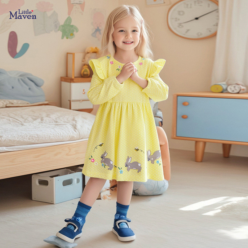 Váy trẻ em Little maven dài tay cho bé gái 'Little maven