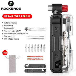 Bộ công cụ ratchet đa chức năng cho xe đạp Rockbros - Sửa chữa lốp nhanh chóng với vòi phun CO2 và bộ cứu hộ tiện lợi