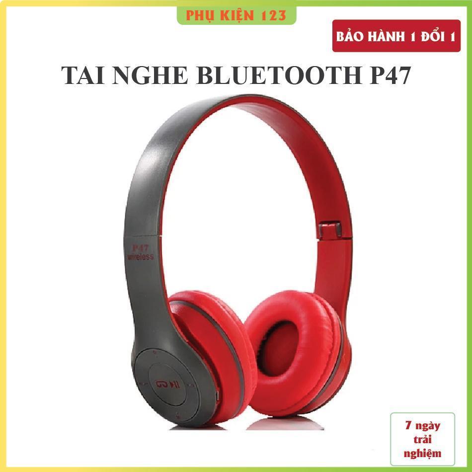 Tai Nghe Chụp Tai Bluetooth P47, Tai Không Dây Thẻ Nhớ, Có Mic, Âm Bass Cực Chất, Nghe Nhạc Cực Hay 