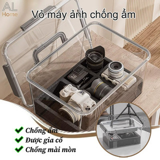 Combo hộp chống ẩm máy ảnh DSLR, Mirrorlessi, Bridge, Compact chuyên dụng 6 trong 1 - Hộp, đệm chống sốc, ẩm kế