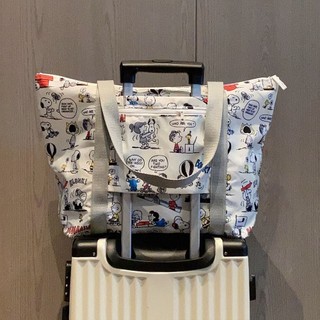 Snoopy Hoạt Hình In Nylon Túi Gấp Túi Mua Sắm Dung Tích Lớn Di Động Có Thể Bao Xe Đẩy Túi Môi Trường