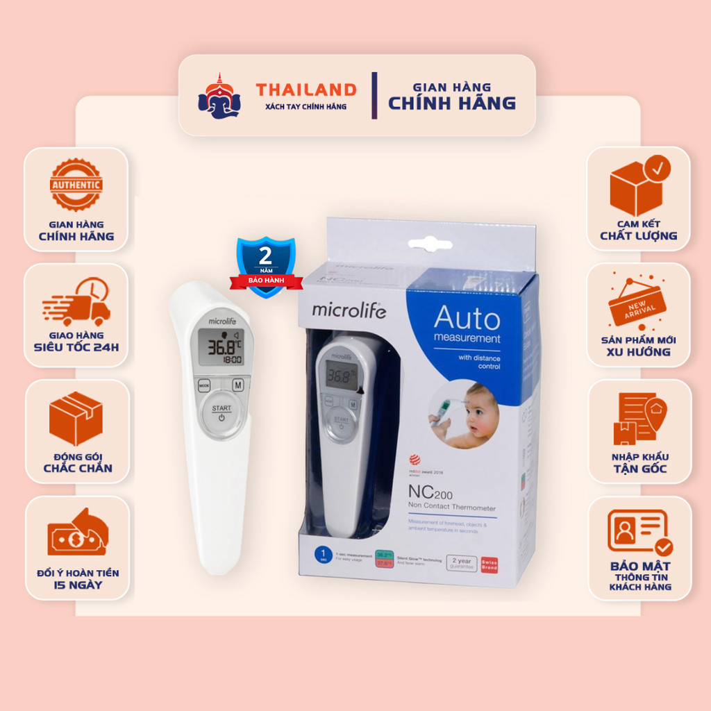[CHÍNH HÃNG] Nhiệt Kế Hồng Ngoại Đo Trán Microlife NC200 – Không Cần Tiếp Xúc, Cho Kết Quả Sau 1 Giâ