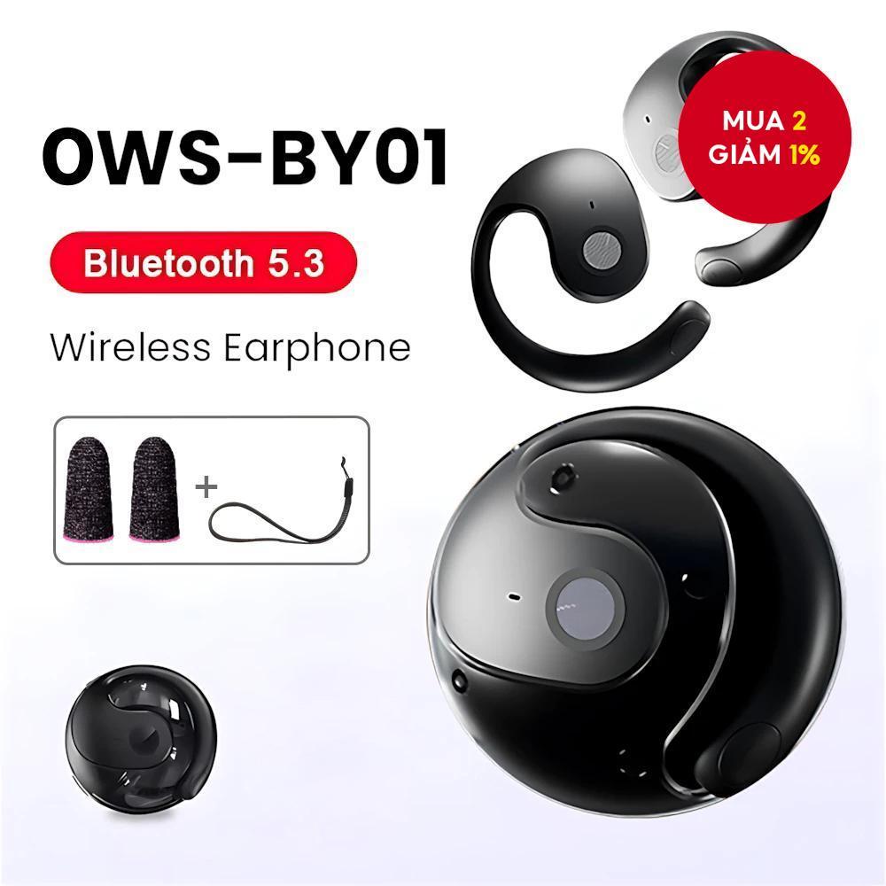 Tai nghe OWS-BY01 Bluetooth 5.3 với mic, âm thanh HiFi stereo, tai nghe chống nước, chất lượng âm th
