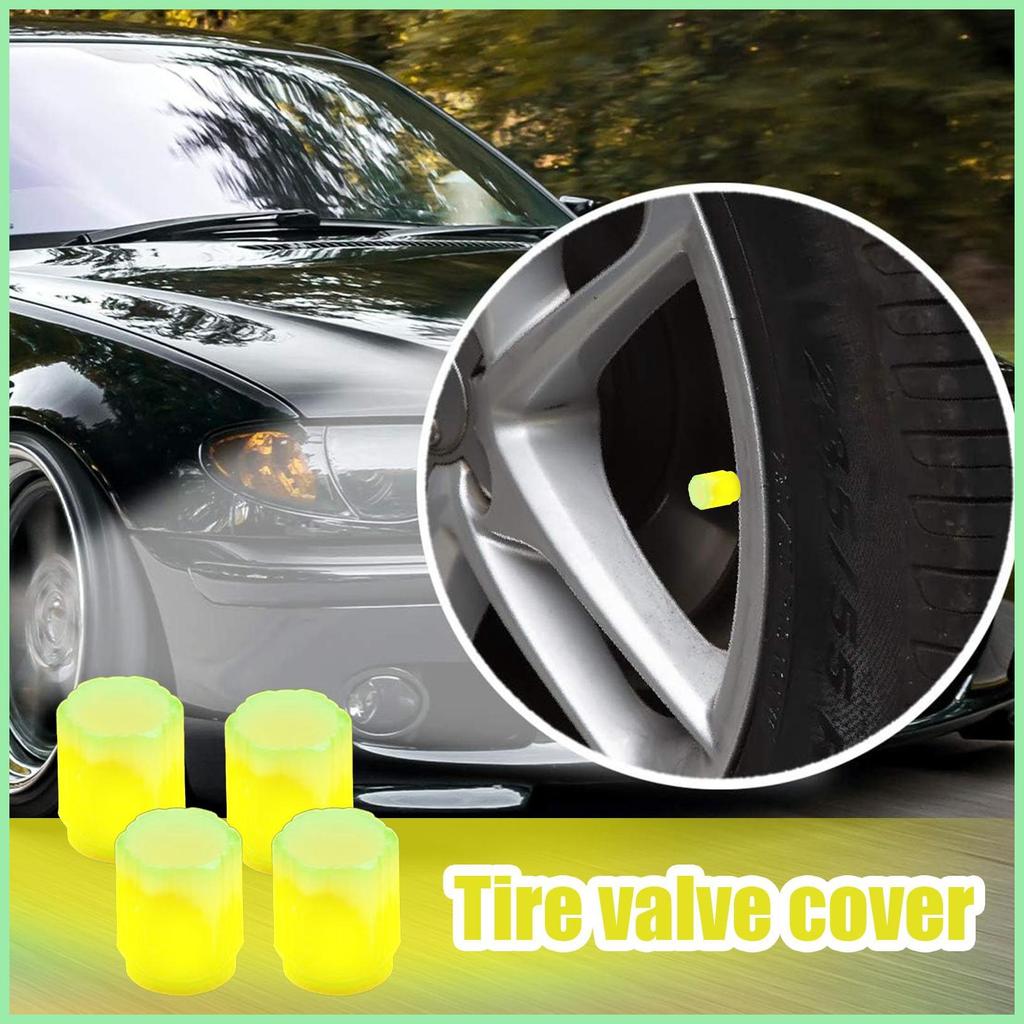 Huỳnh Quang Lốp Van Thân Mũ 4X Phát Sáng Lốp Không Khí Mũ Chống Bụi Lốp Ô Tô Nắp Không Khí Bánh Xe V