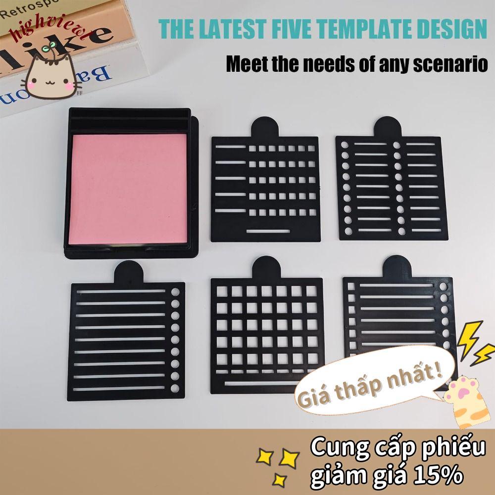 HIGHVIEWLS Sticky Note Stencil, Note Box Dispenser Sticky Note Holder Set, Sticky Note Storage Tools