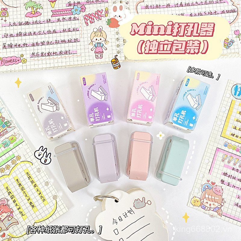 Hàng sẵn có Mini Dễ Thương Punch Sinh Viên Punch Giấy Hướng Dẫn Sử Dụng Punch Mini Lỗ Đơn Rời Lá Bấm