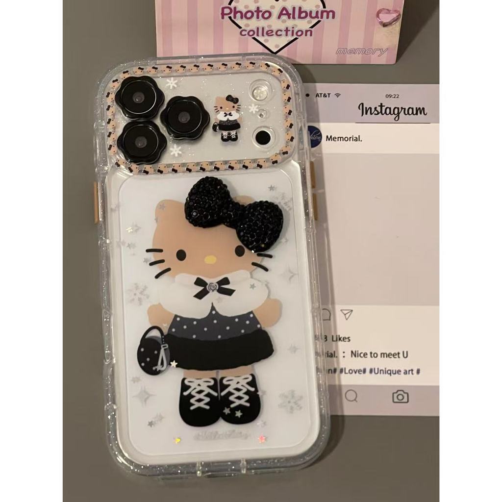 Nơ Kitty hoạt hình dễ thương Thích hợp cho vỏ điện thoại ihone17promax16pr151413Vỏ