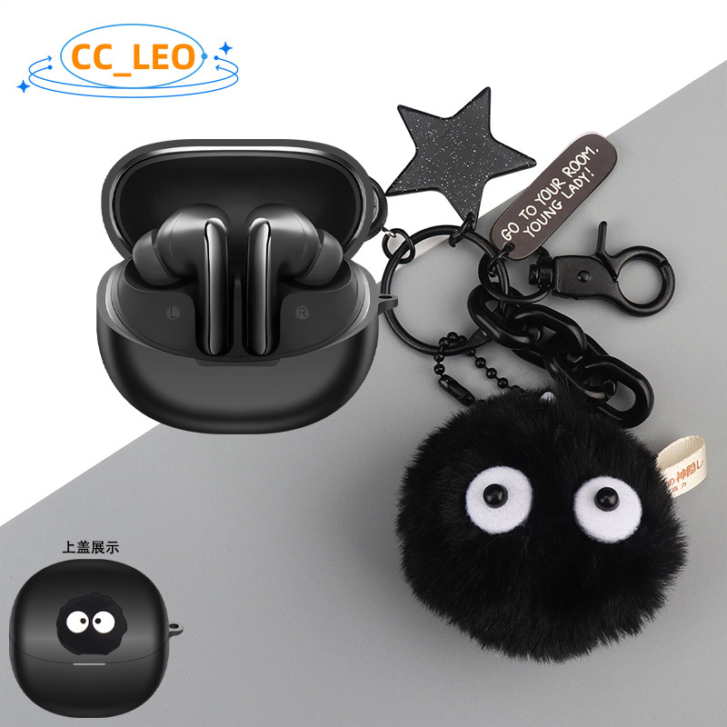 Case for QCY MeloBuds N60 Cute Dinosaur Cartoon Doraemon Bulldog Keychain Pendant Silicone Soft Case