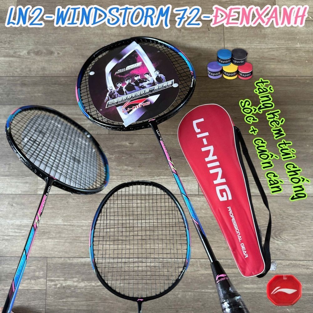 VỢT CẦU LÔNG LlNING WINDSTORM 72   Chuyên Nghiệp siêu bền  nhẹ lực căng dây 8kg max10 kg - TẶNG TÚI+