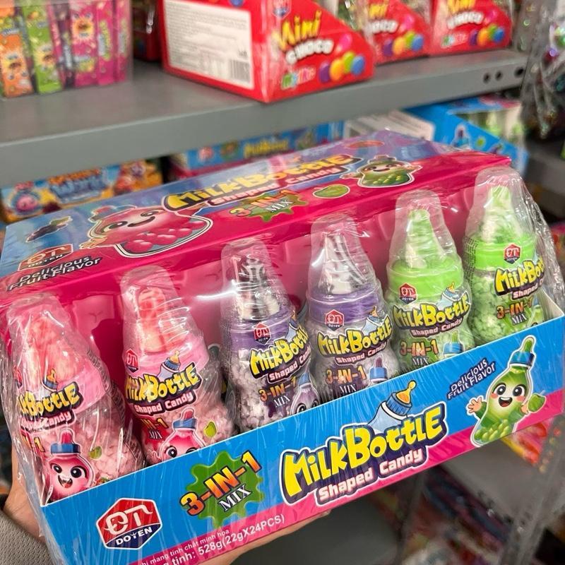 Giá Sỉ - Lốc 24 kẹo bình ti cốm hai màu xanh, hồng( hàng 5k)