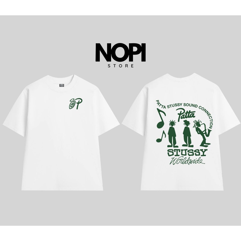 ÁO THUN STUSSY x PATTA SOUND CONNECTION FORM RỘNG NAM NỮ UNISEX VẢI COTTON DÀY DẶN - NOPI STORE