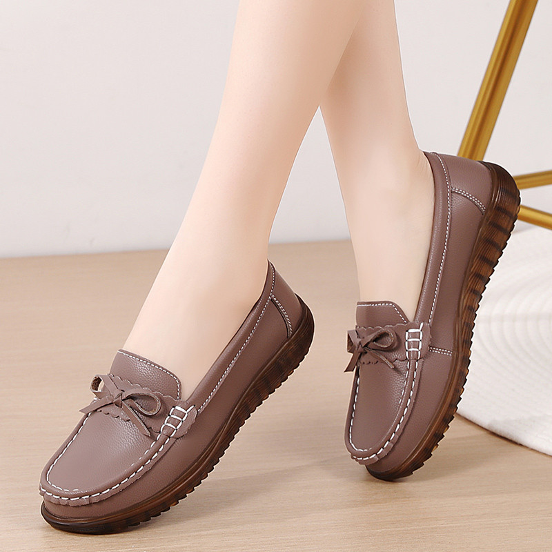 Women's Fashion Korean Style Casual New Versatile Single Shoes Bowknot Mom Shoes Flat Soft Sole Wome