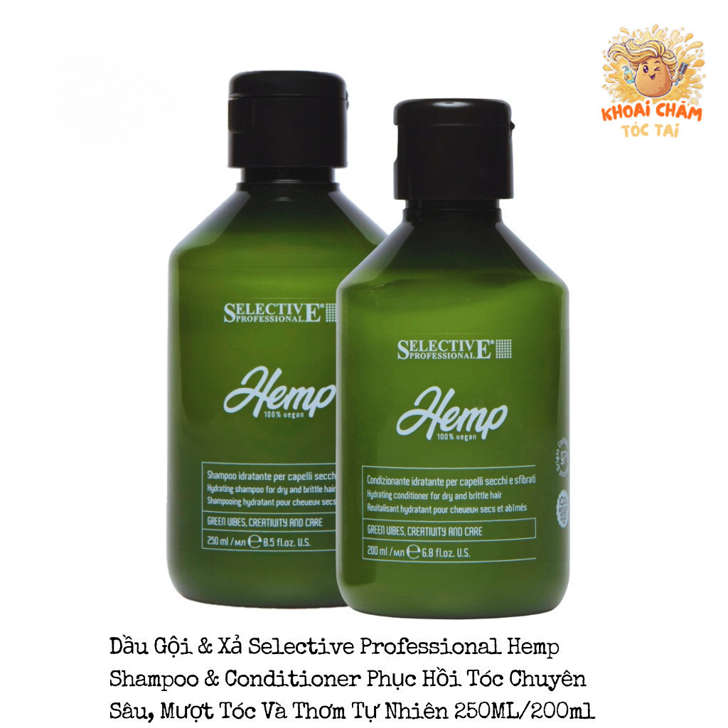 Dầu Gội Xả Selective Hem.p Vegan Thuần Chay Tự Giúp Phục Hồi Tóc Mềm Mượt - MQK
