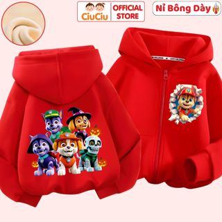 Áo Khoác Nỉ Bông Cho Bé Trai Bé Gái Hình Chú Chó Cứu Hộ CIUCIU Vải Giữ Nhiệt Size Từ 9kg Đến 35kg