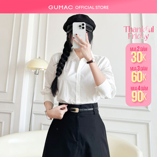 Áo sơ mi nữ Gmorning - GUMAC trắng tay dài basic thêu trái tim thanh lịch  YAF01056 