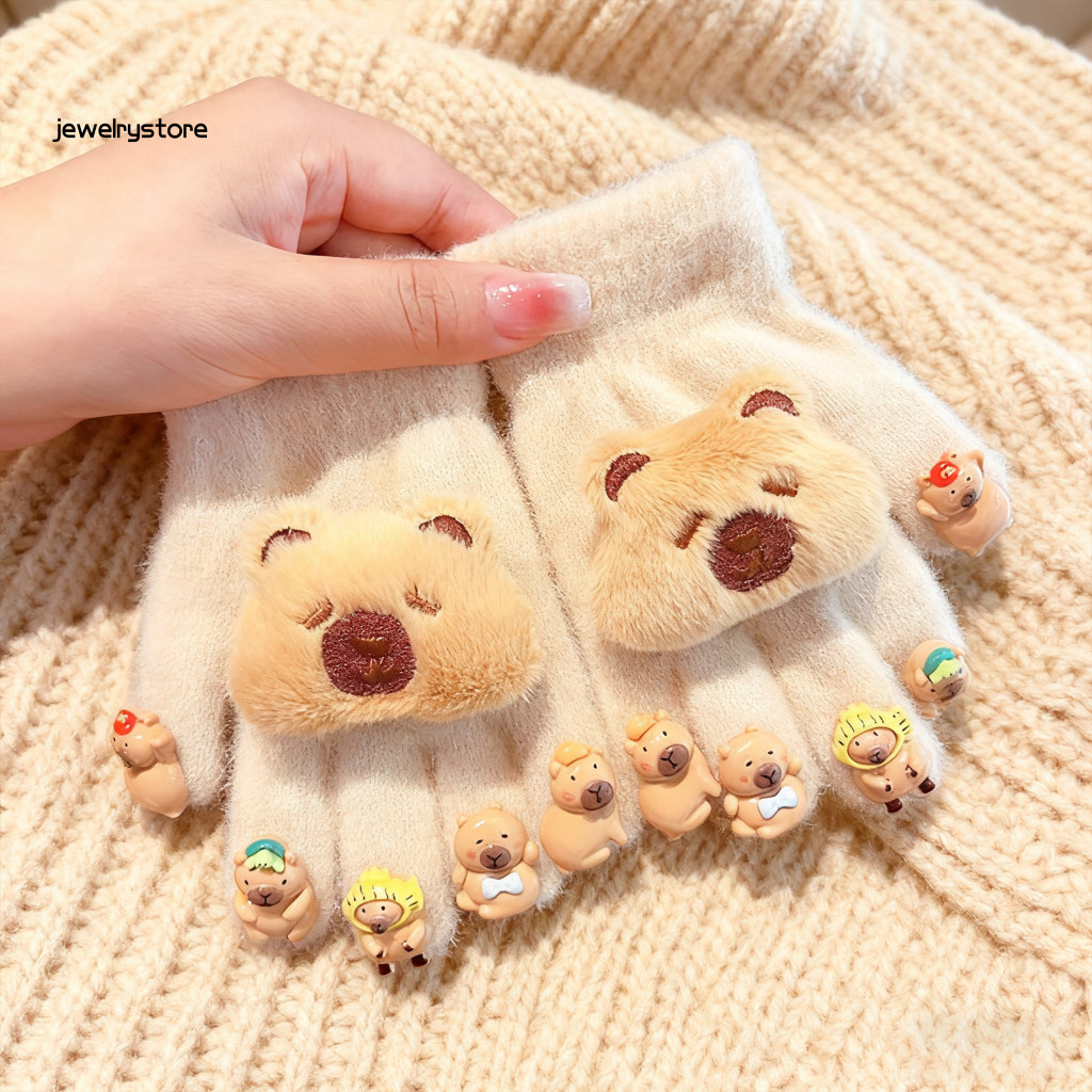 JET Phụ kiện thời tiết lạnh Găng tay móng vuốt mùa đông Găng tay Capybara sang trọng đáng yêu dành c
