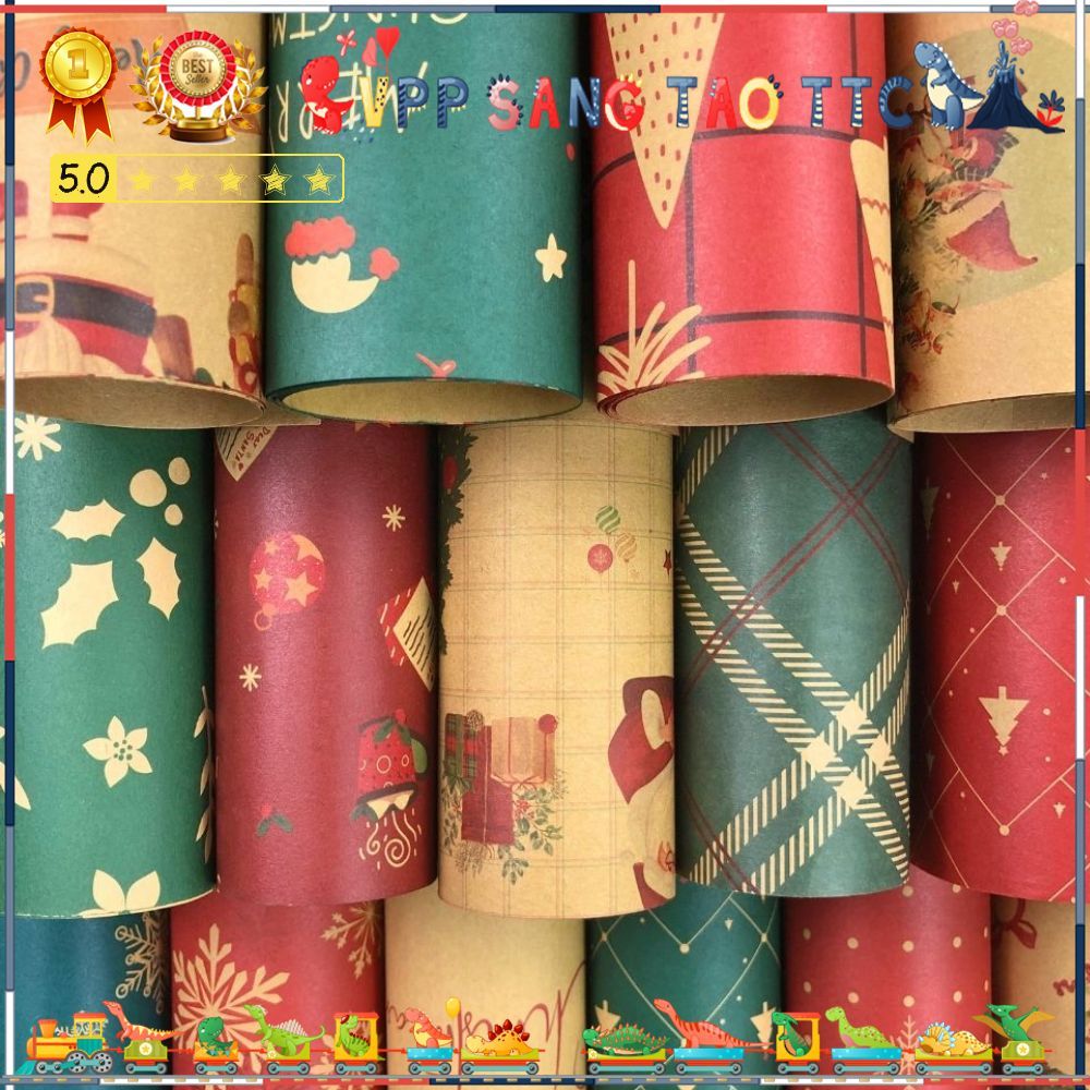 [Mẫu Mới 2025] Giấy Gói Quà Giáng Sinh | Giấy Kaft Gói Quà Noel Vui Vẻ, Ấm Áp | Hàng VN Chất Lượng C