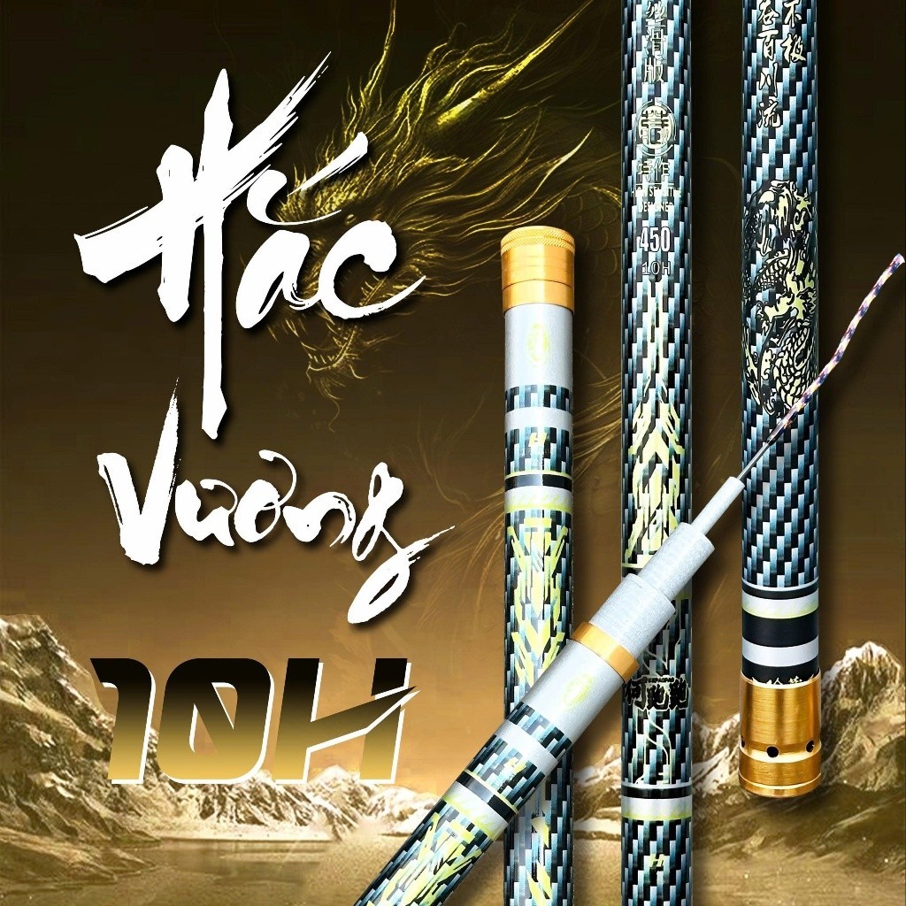 Cần Câu Đài HẮC VƯƠNG 5H -6H-10H  Phân bố lực 19i - 28i Tặng Kèm Ngọn Phụ.