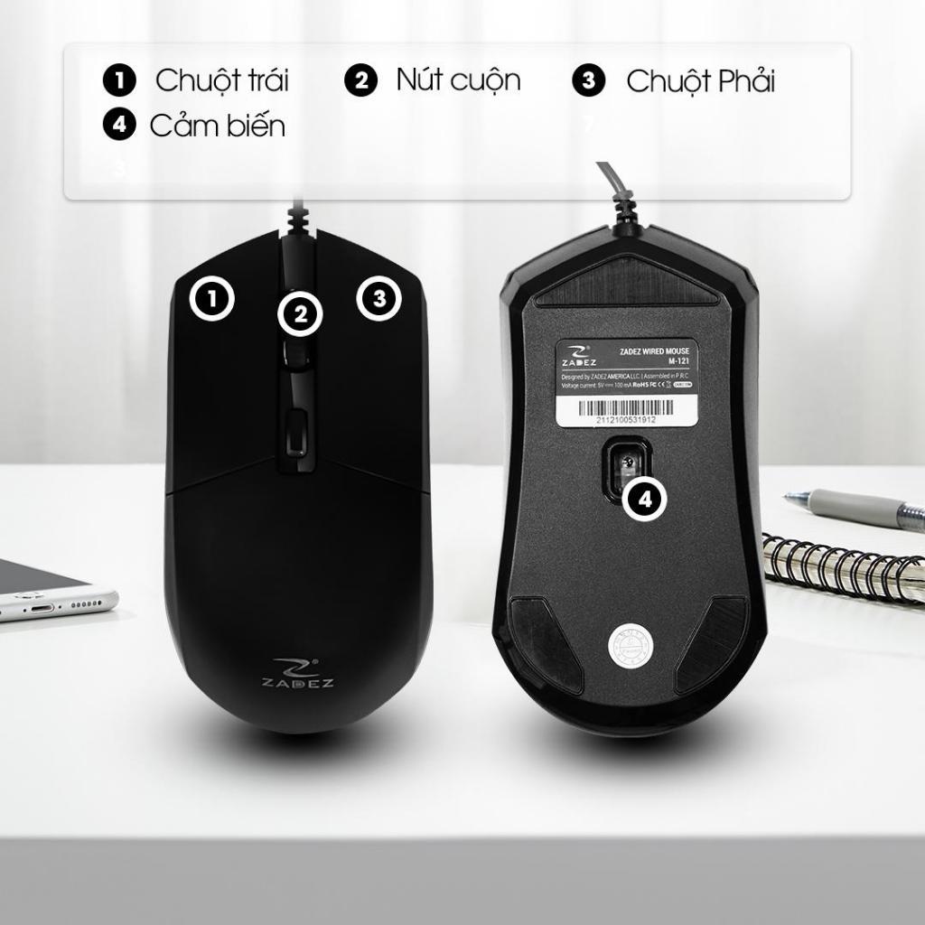 Chuột Có Dây ZADEZ M-121B - Bền bỉ, 1000DPI Chính Xác, Thiết Kế Ergonomic | BigBuy360 - bigbuy360.vn