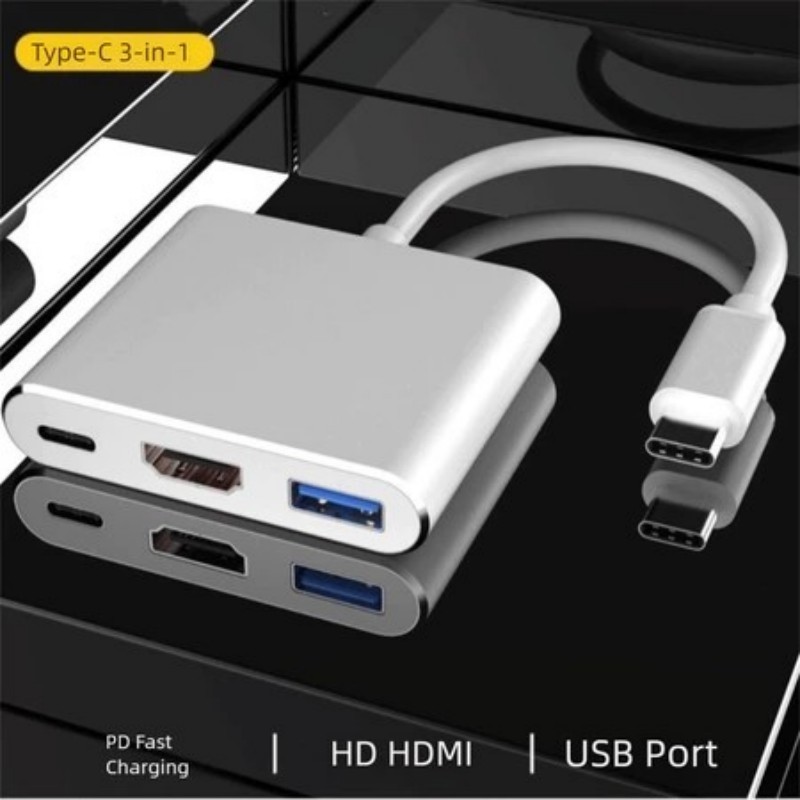 Hub Type C 3 trong 1 to HDMI 4K cho Macbook/iPad/Laptop, Hub chuyển đổi type C sang HDMI, Cổng chuyể