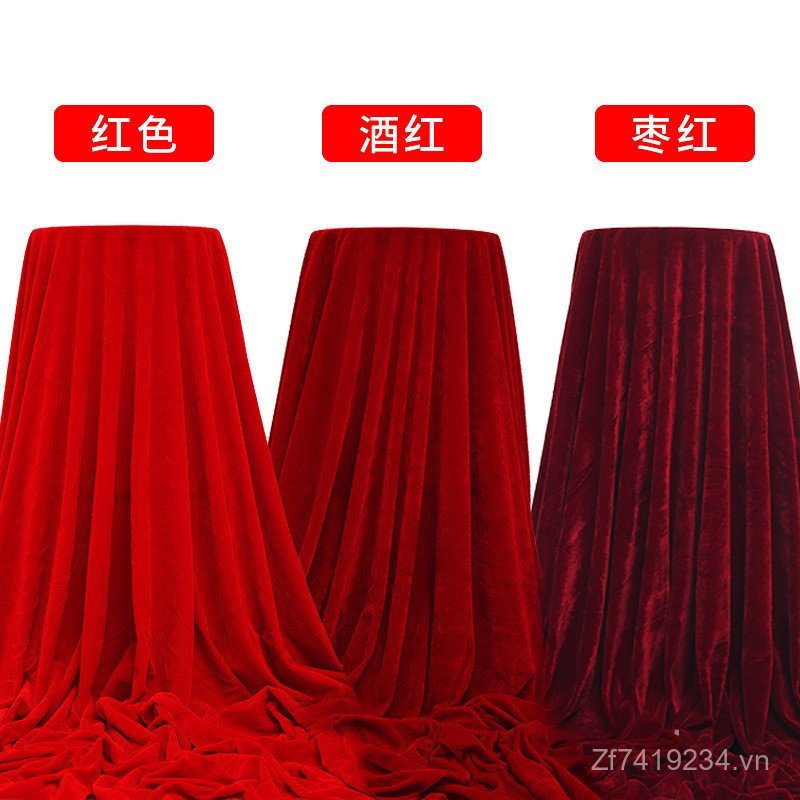 Flannel Vàng Lụa Bàn Khăn Trải Bàn Sâu Sân Khấu Vải Nhung Đỏ Lụa Đỏ Vải Đỏ Dày Vải Nhung Vàng Màn Vả