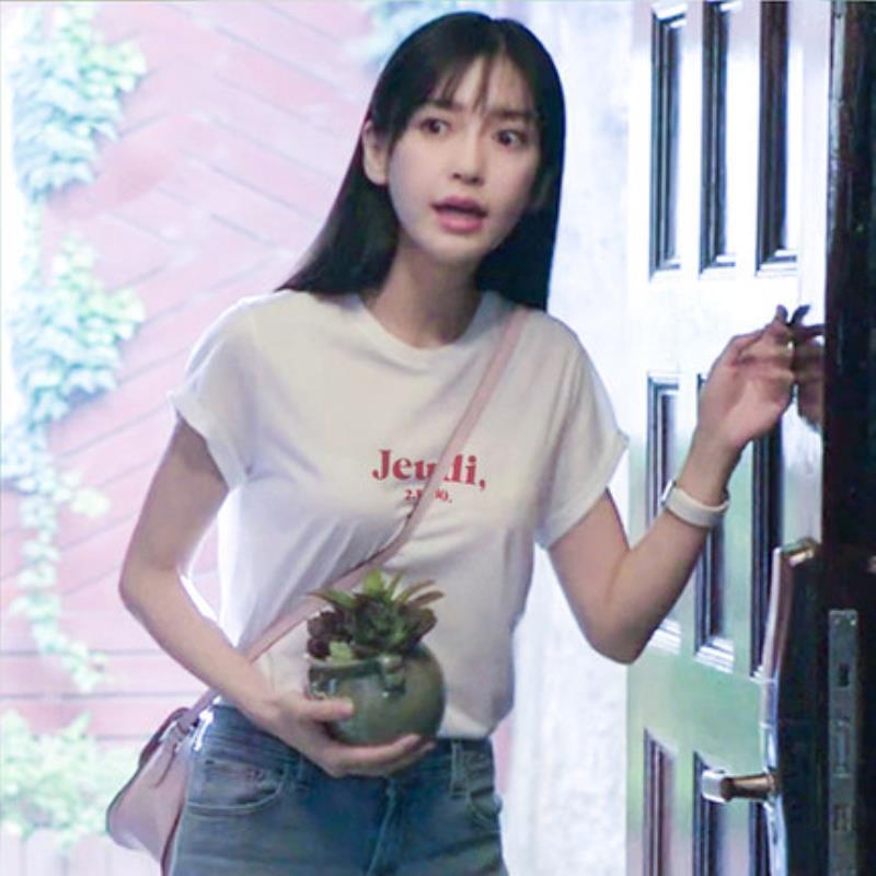 Yang Ying Angelababy In Chữ Áo Thun Nữ Phiên Bản Hàn Quốc Hợp Thời Trang Tay Ngắn ins Top Quần Áo Mù