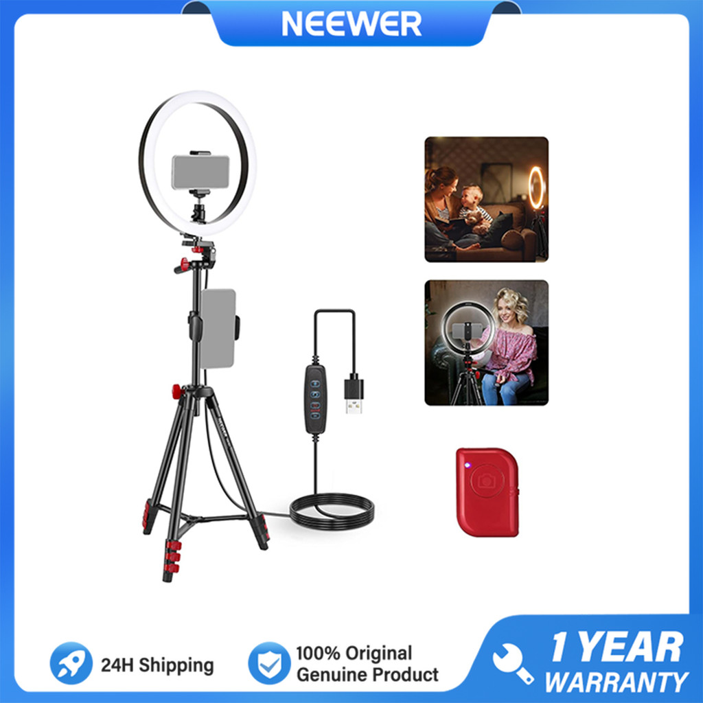 NEEWER BASICS 10 Selfie Ring Light Tripod 2 Giá đỡ điện thoại Đèn LED có thể điều chỉnh độ sáng cho 
