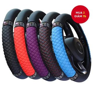   Vỏ bọc vô lăng ô tô đính đá pha lê PU 37-38cm phụ kiện trang trí nội thất xe hơi bán chạy xuyên biên giới phong cách sống. 
