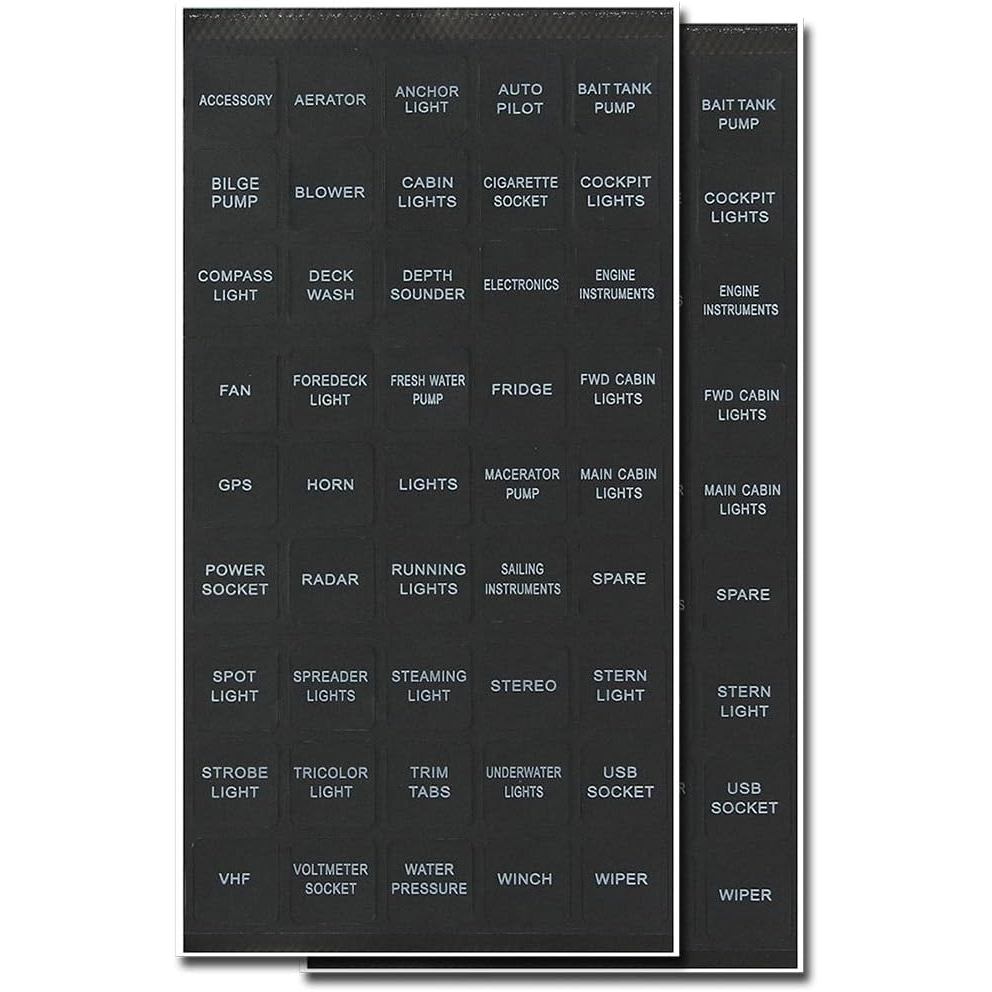 BUNKER INDUST Bộ 2 Decal Miếng Dán Nhãn Cho Caravan Marine Boat Dash Board Nhạc Cụ Rocker Switch Bảng Mạch GPS Horn Light, Đen (Mỗi 45 Chiếc)