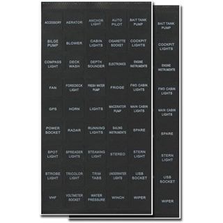 BUNKER INDUST Bộ 2 Decal Miếng Dán Nhãn Cho Caravan Marine Boat Dash Board Nhạc Cụ Rocker Switch Bảng Mạch GPS Horn Light, Đen (Mỗi 45 Chiếc)